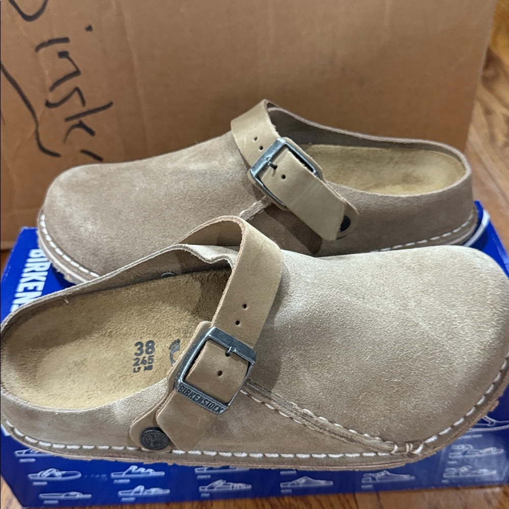 Birkenstock lutry taupe suede women’s 7n new